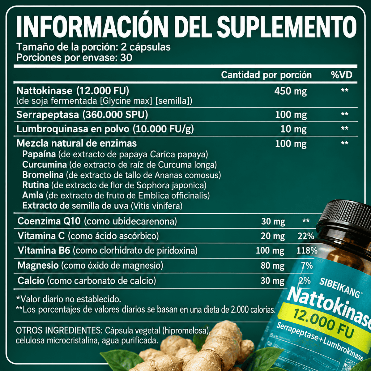 Sibeikang - Nattokinase 12.000 FU de potencia clínica