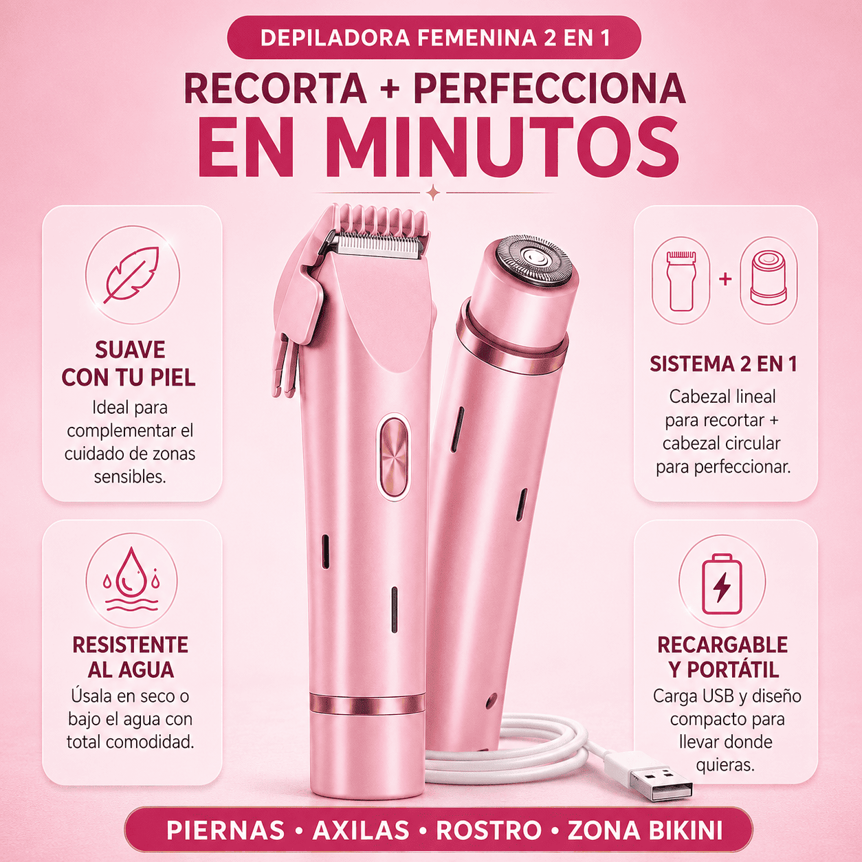50% DEPILADORA FLIX 2 EN 1 ™