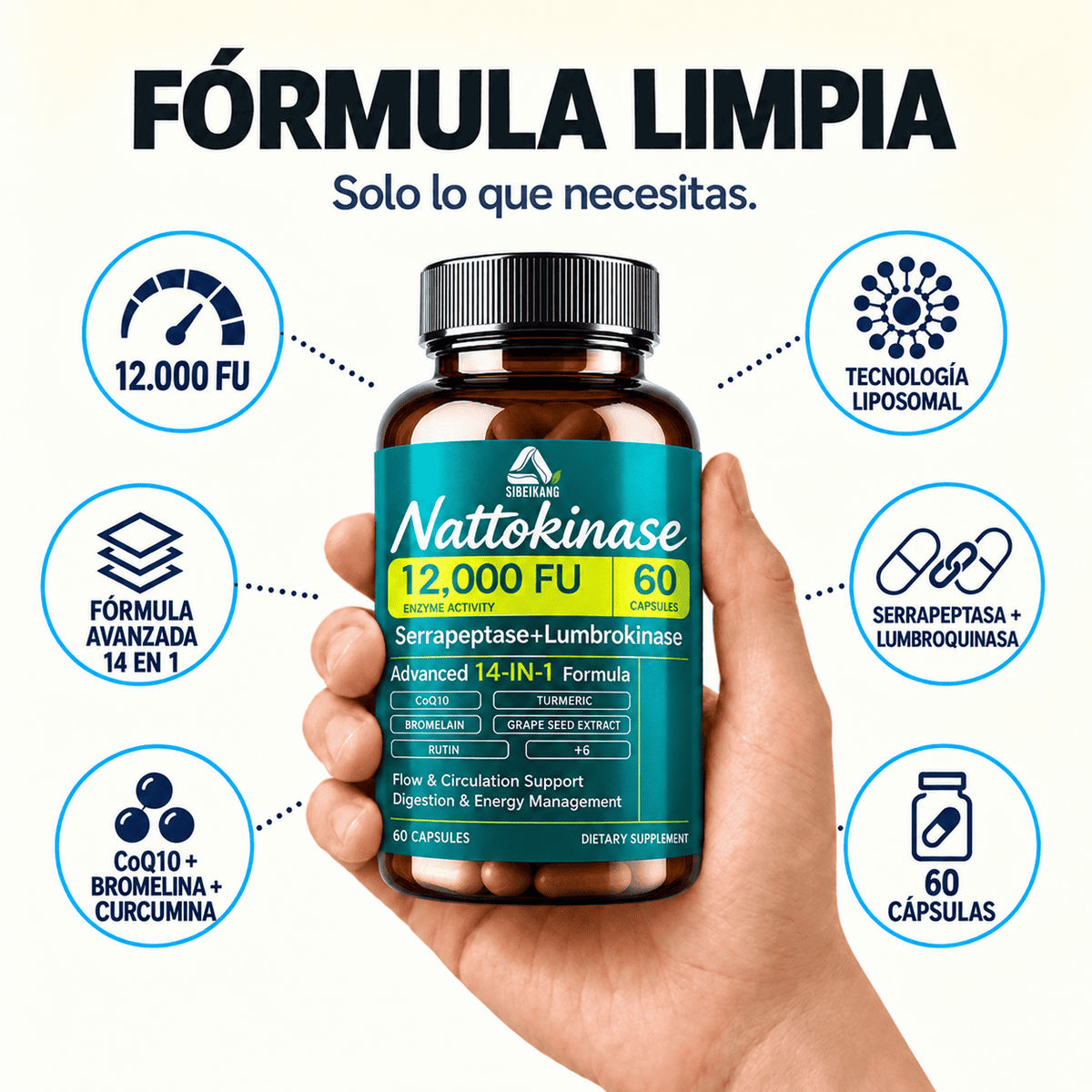 Sibeikang - Nattokinase 12.000 FU de potencia clínica