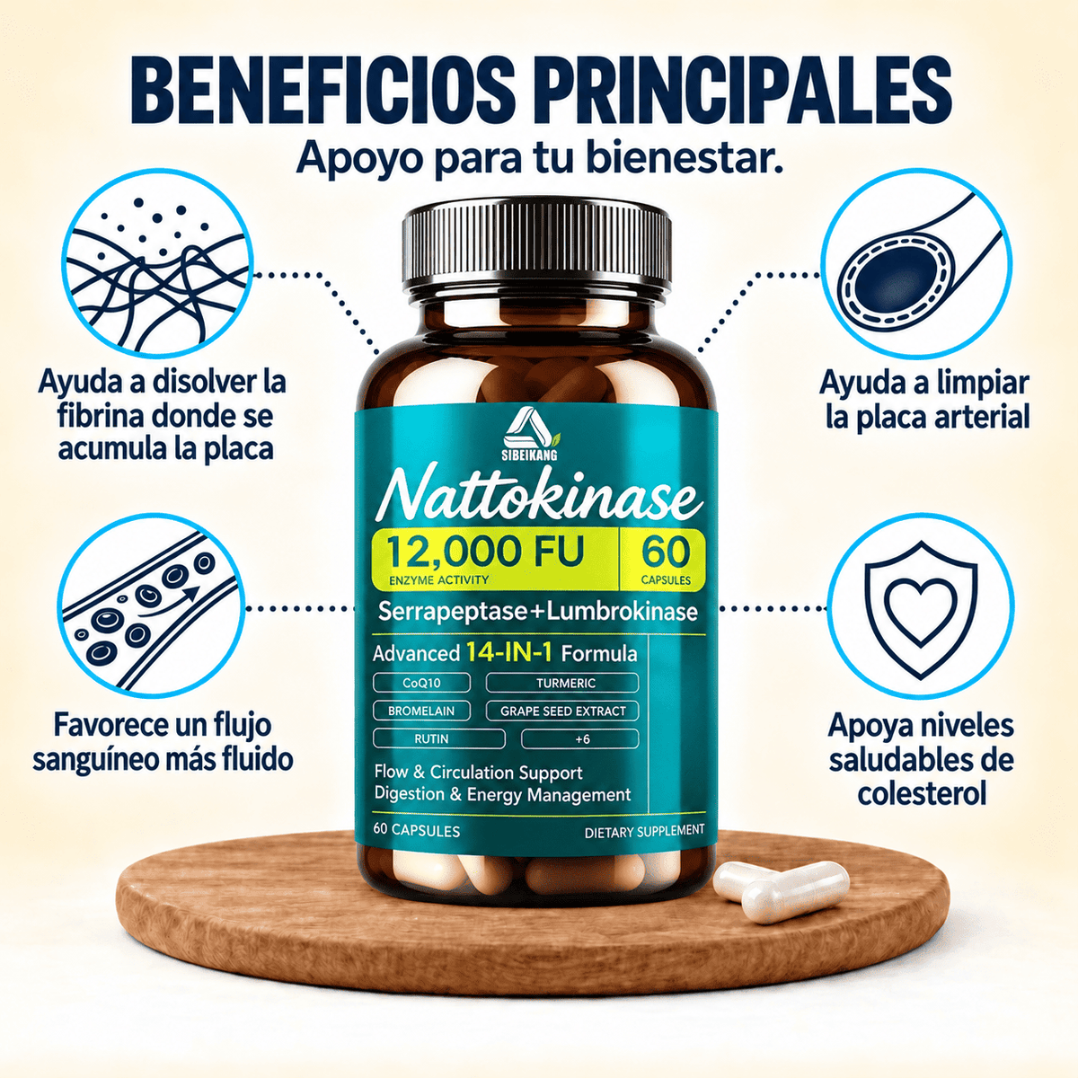 Sibeikang - Nattokinase 12.000 FU de potencia clínica